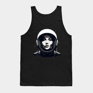 Black and white-themed female astronaut Tank Top